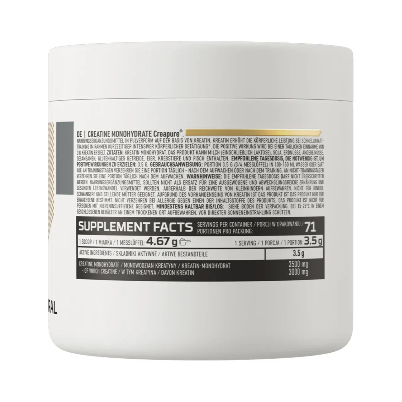 Creatina Monohidrato Creapure 250g Sin Sabor - OstroVit