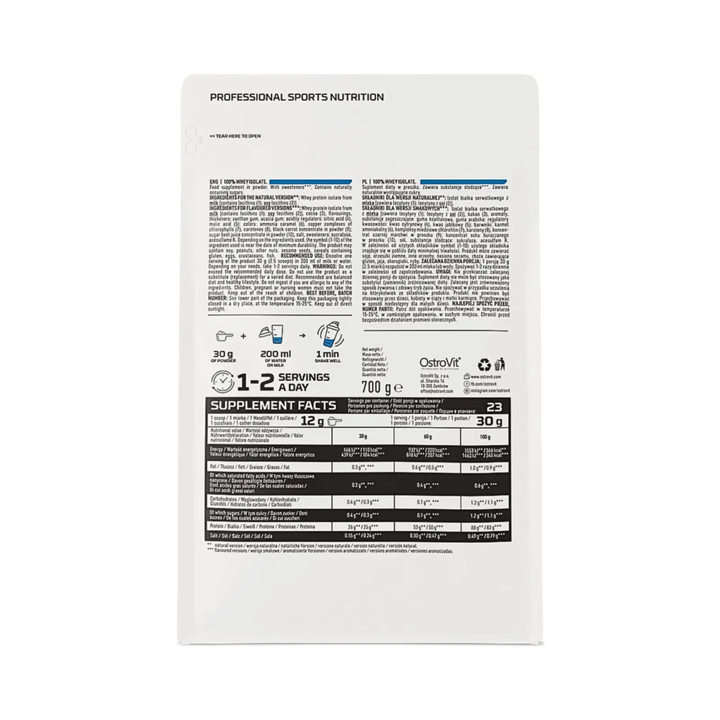 Proteína 100% Whey Isolate 700g Coconut Cream - OstroVit