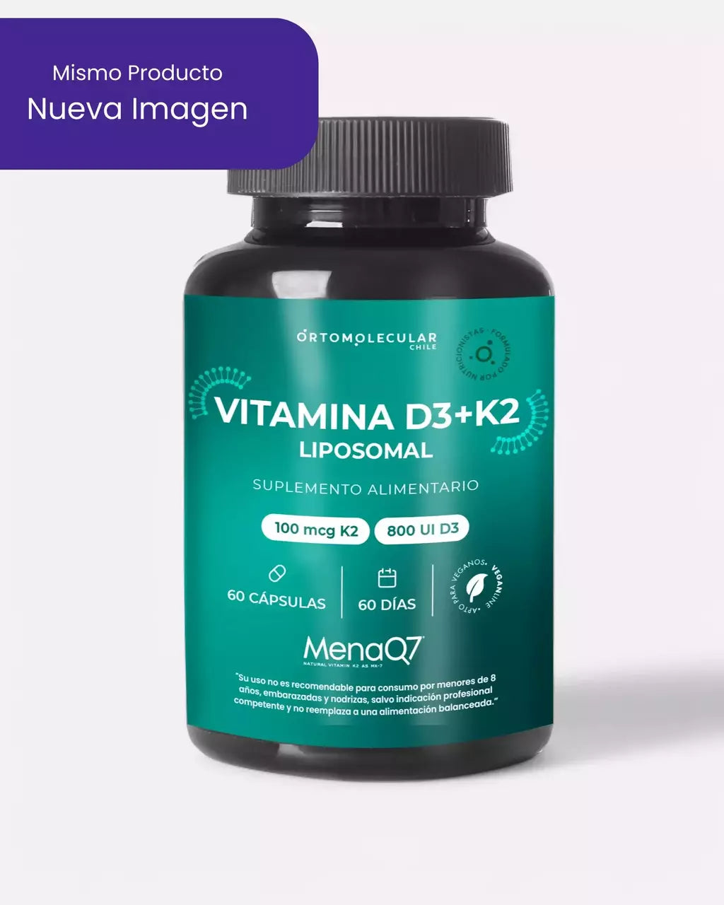 Vitamina D3+K2 MenaQ7 Liposomal 60 Cápsulas