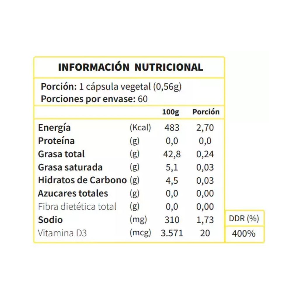 Vitamina D3 Liposomal 800 UI 60 Cápsulas